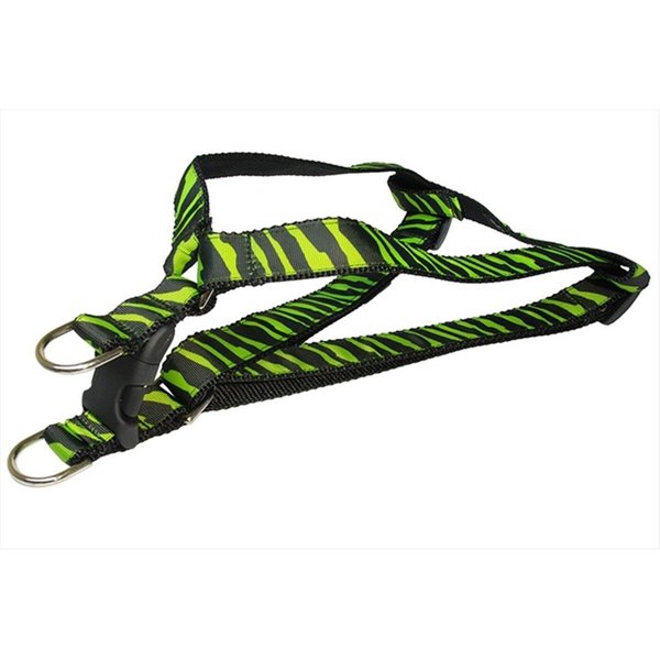 Flyfree ZEBRA-GREEN-BLK.4-H Zebra Dog HarnessGreen & Black Large FL823096